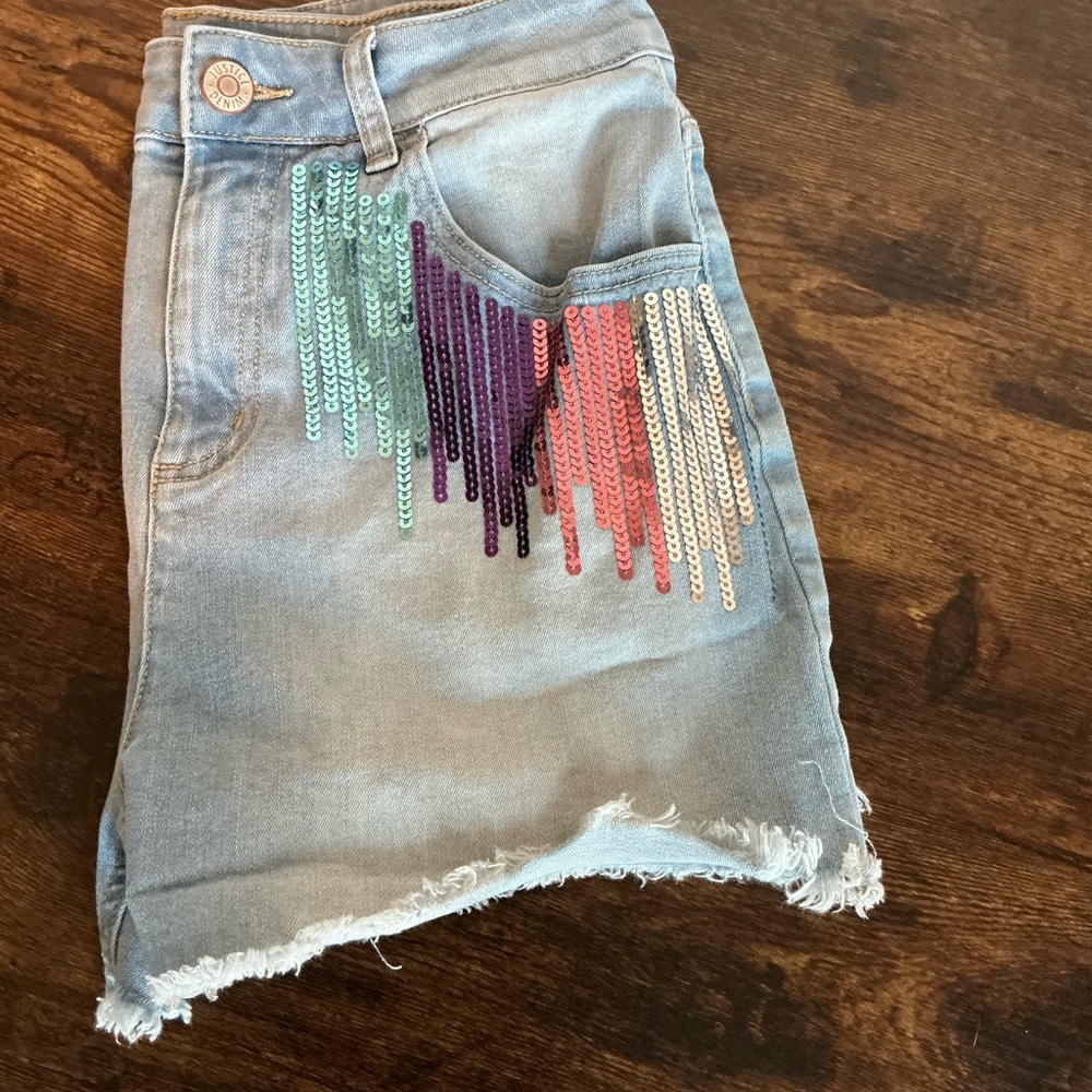 Embellished Denim Skirt with Colorful Sequins